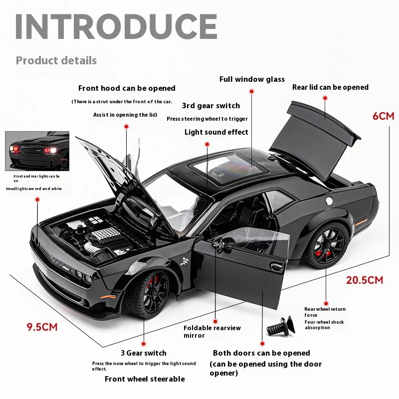 1:24 Dodge Challenger SRT Hell - Model Kit Mustang avaliação e preço